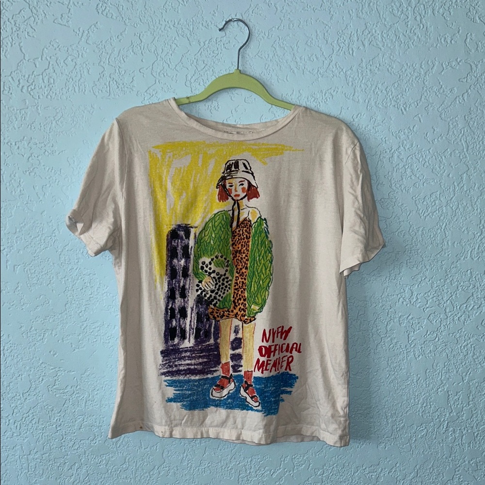 Zara Cream Tee with Colorful Graphic